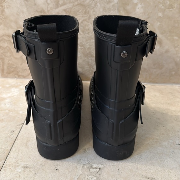 Hunter Black Ankle Boots with Studded Straps - Picture 6 of 8